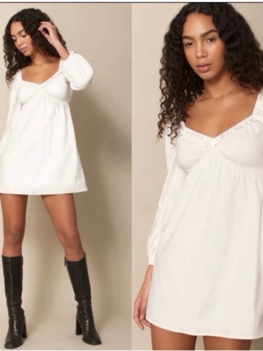 Reformation Vic White Peasant Mini Dress
